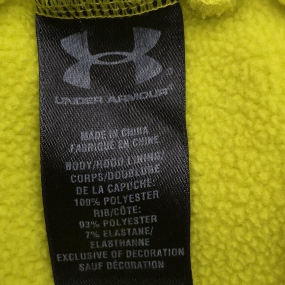 Under Armour Men's Size XL Neon Green w/ Blue Logo Fleece Lined Hoodie - Picture 4 of 12